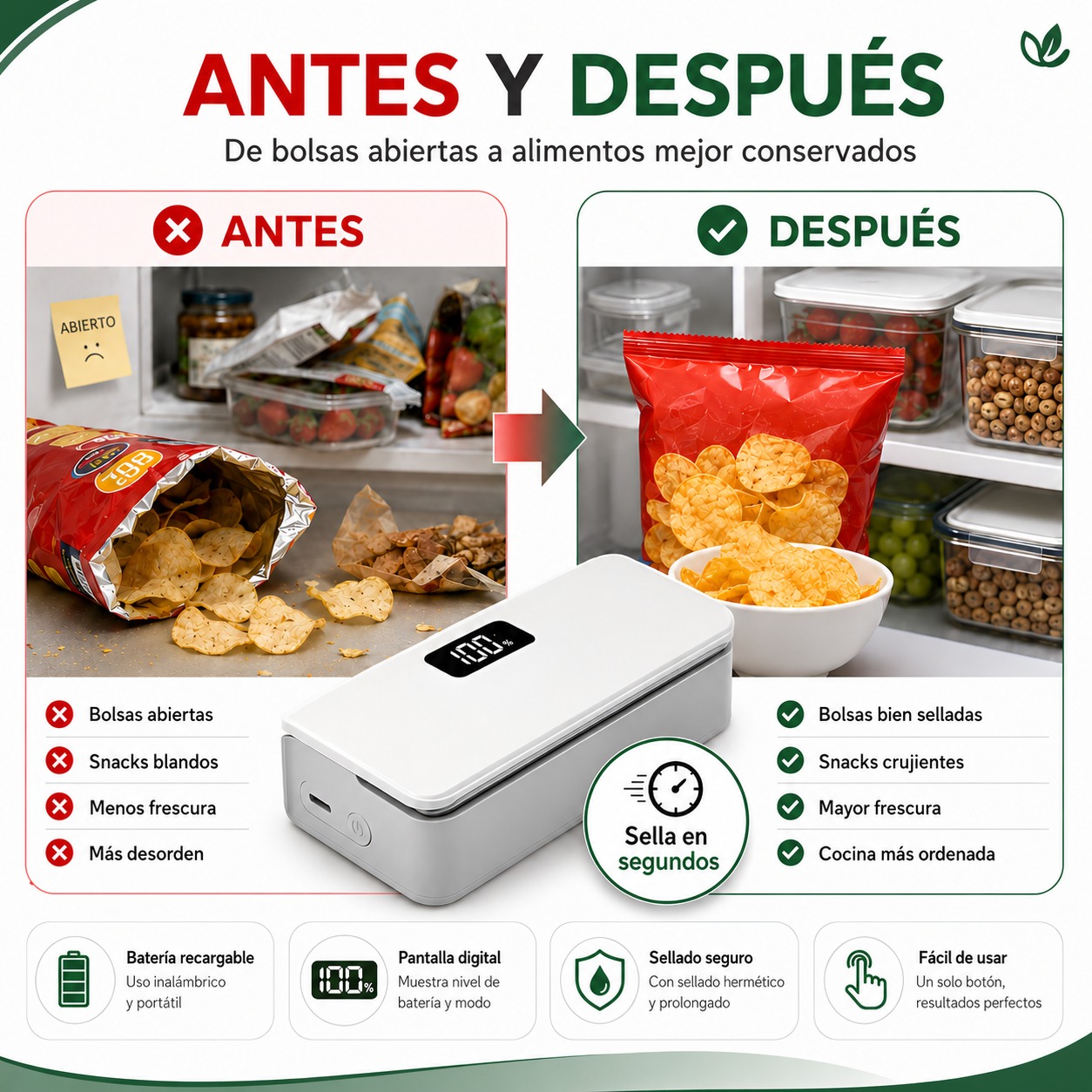 Sellador de Bolsas magnético  para  Cocina